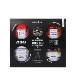 Coffret en noyer de 4 thés vrac BIO