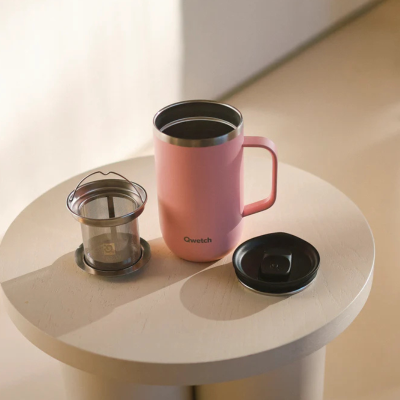 Mug isotherme rose pastel