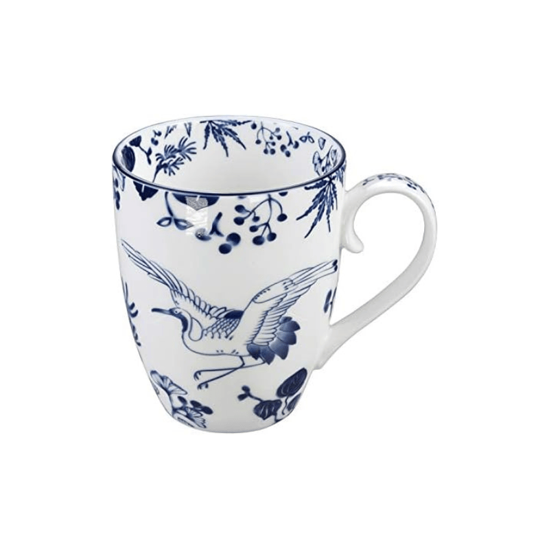 Blue and white crane cup