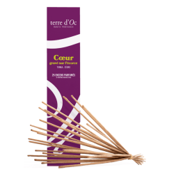 Encens naturels Cœur gravé sur l'écorce Terre d'Oc cannelle cèdre tonka